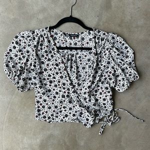 ZARA floral print wrap crop top